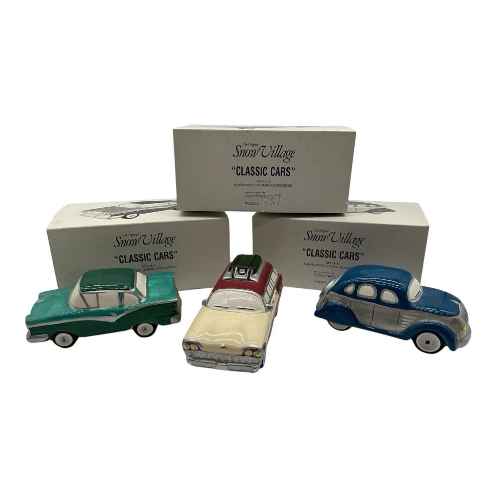 Dept 56 The Original Snow Village VTG Classic Cars Set Of 3 Retired Christmas
